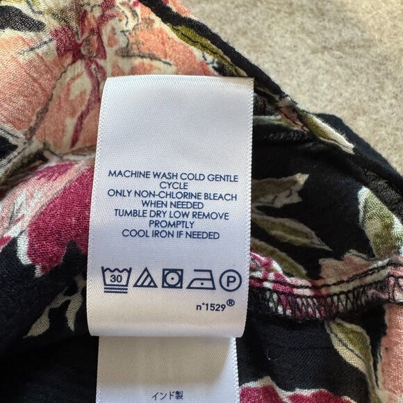 Chaps black pink floral peasant blouse Women’s 2XL boho tunic top long sleeve - Picture 8 of 8